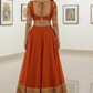 Majestic Orange Zari Embroidered Lehenga Set with Glimmering Sequin Border