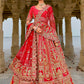 Red Silk Bridal Lehenga Choli with Heavy Zari and Dori Heritage Embroidery