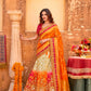 Daisy White & Orange Banarasi Silk Lehenga Choli with Khatli Work Embroidery