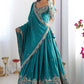 Teal Blue Silk Blend Embroidered Semi-Stitched Lehenga Choli with Dupatta