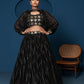 Designer Black Thread & Sequin Work Lehenga Choli with Embroidered Cape Jacket