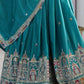 Teal Blue Silk Blend Embroidered Semi-Stitched Lehenga Choli with Dupatta