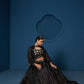 Designer Black Thread & Sequin Work Lehenga Choli with Embroidered Cape Jacket