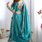 Teal Blue Silk Blend Embroidered Semi-Stitched Lehenga Choli with Dupatta
