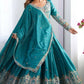 Teal Blue Silk Blend Embroidered Semi-Stitched Lehenga Choli with Dupatta