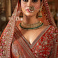 Rust Orange Silk Bridal Lehenga Angrakha Blouse Zari Embroidery Elegant