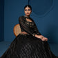 Designer Black Thread & Sequin Work Lehenga Choli with Embroidered Cape Jacket