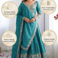 Teal Blue Silk Blend Embroidered Semi-Stitched Lehenga Choli with Dupatta