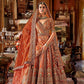 Rust Orange Silk Bridal Lehenga Angrakha Blouse Zari Embroidery Elegant