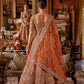 Rust Orange Silk Bridal Lehenga Angrakha Blouse Zari Embroidery Elegant