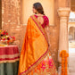Daisy White & Orange Banarasi Silk Lehenga Choli with Khatli Work Embroidery