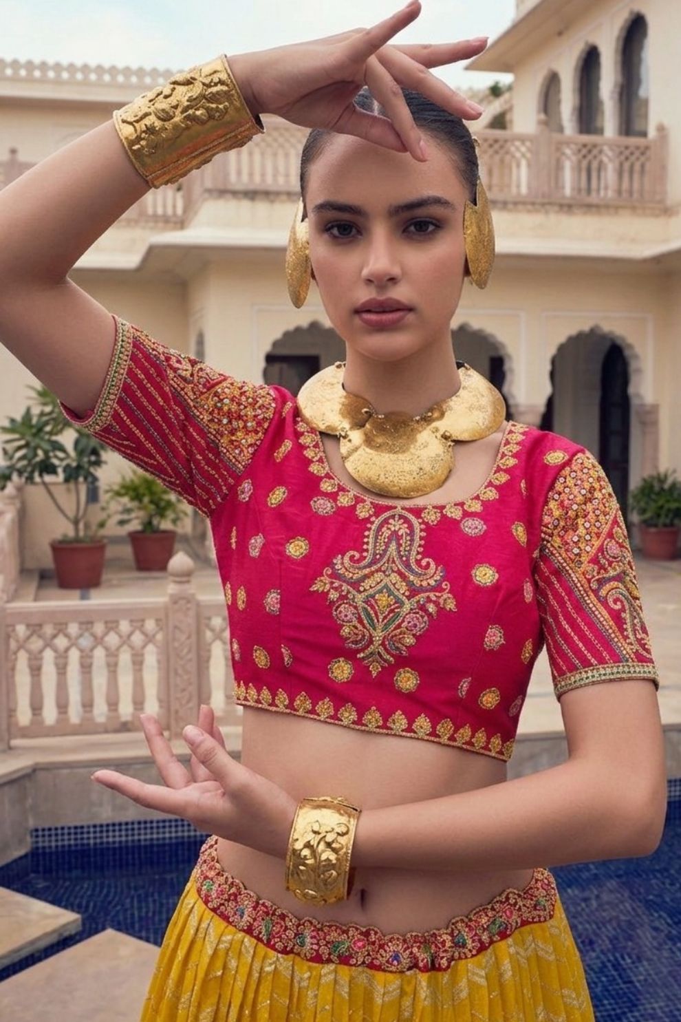 Kalamkari Banarasi Lehenga Choli Elegant Festive Wear