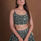 Semi-Stitched Dark Green Georgette Wedding Lehenga with Zari Embroidery