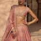 Ethereal Blush Pink Embroidered Lehenga with Heavy Thread Cutwork Border