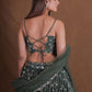 Semi-Stitched Dark Green Georgette Wedding Lehenga with Zari Embroidery