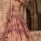 Ethereal Blush Pink Embroidered Lehenga with Heavy Thread Cutwork Border