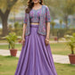 Lavender Pure Vichitra Silk Lehenga Choli with Heavy Embroidered Koti Jacket