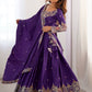 Women's Dark Purple Vichitra Silk Embroidered Lehenga Choli Set for Weddings