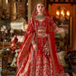 Heritage Scarlet Red Silk Bridal Lehenga with Scalloped Border & Kamarband
