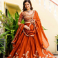 Semi-Stitched Rust Orange Embroidered Lehenga with Heavy Sequin embroidery