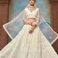 White Soft Net Thread and Sequins Embroidered Semi-Stitched Lehenga Choli with Dupatta
