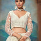 White Soft Net Thread and Sequins Embroidered Semi-Stitched Lehenga Choli with Dupatta