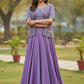Lavender Pure Vichitra Silk Lehenga Choli with Heavy Embroidered Koti Jacket