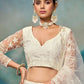 White Soft Net Thread and Sequins Embroidered Semi-Stitched Lehenga Choli with Dupatta