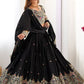 Women's Black Embroidered Semi Stitched Lehenga Choli with Net Dupatta