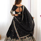 Women's Black Embroidered Semi Stitched Lehenga Choli with Net Dupatta