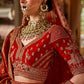 Heritage Scarlet Red Silk Bridal Lehenga with Scalloped Border & Kamarband