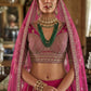 Rani Pink Silk Bridal Lehenga with Embroidered Belt Zardozi Florals
