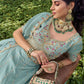 Royal Sky Blue Silk Mehendi Lehenga Choli with Bead Embroidery Elegant