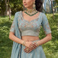 Royal Sky Blue Silk Mehendi Lehenga Choli with Bead Embroidery Elegant