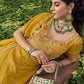 Royal Yellow Silk Mehendi Lehenga Choli with Bead Embroidery Elegant