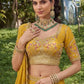 Royal Yellow Silk Mehendi Lehenga Choli with Bead Embroidery Elegant