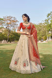 Tissue Silk Wedding Lehenga Choli Peacock Embroidery with Dupatta Elegant