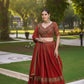 Sequin Work Rust Orange Rangoli Silk Wedding Lehenga Choli with Matching Dupatta