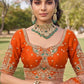 Tissue Silk Wedding Lehenga Choli Peacock Embroidery with Dupatta Elegant