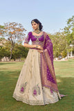 Purple Tissue Silk Wedding Lehenga Choli Peacock Embroidery with Dupatta Elegant