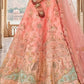Peach Silk Heavy Mirror & Sequins Embroidered Bridal Lehenga Choli