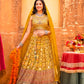 Gajji Silk Gorgeous Shaded Brass Green Printed Lehenga Choli