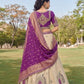 Purple Tissue Silk Wedding Lehenga Choli Peacock Embroidery with Dupatta Elegant