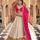 Cream Rani Pink Kalamkari Banarasi Lehenga Choli