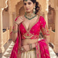 Cream Rani Pink Kalamkari Banarasi Lehenga Choli