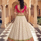 Cream Rani Pink Kalamkari Banarasi Lehenga Choli