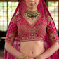 Fuchsia Pink Silk Bridal Lehenga Heavy Zardozi Architectural Motifs