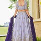 Lavender Tissue Lehenga Choli with Contrast Dupatta Elegant Festive Wear