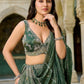 Bottle Green Tissue Silk Lehenga Choli Floral Zari Embroidery Elegant