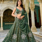 Bottle Green Tissue Silk Lehenga Choli Floral Zari Embroidery Elegant